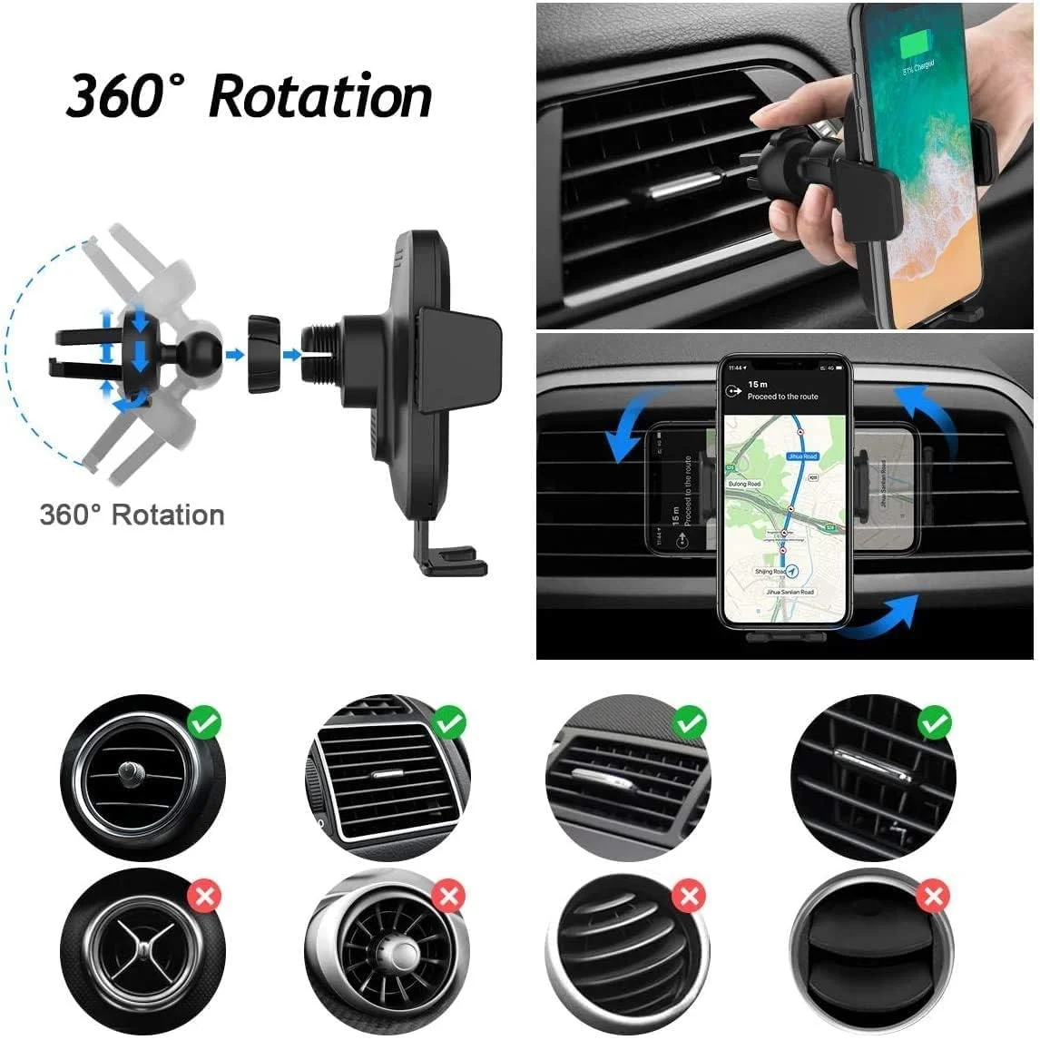 شارژر بیسیم خودرو TERRIFI Qi 15W، شارژر بیسیم سریع در خودرو، نگهدارنده تلفن با حسگر خودکار، پایه دریچه هوا/پایه داشبورد سازگار با iPhone 11 12 13 14 Pro Max X XS Plus S20 S21 شارژر بیسیم خودرو TERRIFI Qi 15W، شارژر بیسیم سریع در خودرو، نگهدارنده تلفن با حسگر خودکار، پایه دریچه هوا/پایه داشبورد سازگار با iPhone 11 12 13 14 Pro Max X XS Plus S20 S21