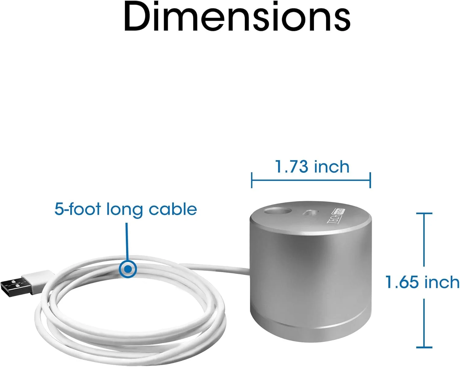 پایه شارژ آلومینیومی TechMatte با کابل شارژ داخلی برای قلم اپل (1.5 متر، نقره ای)