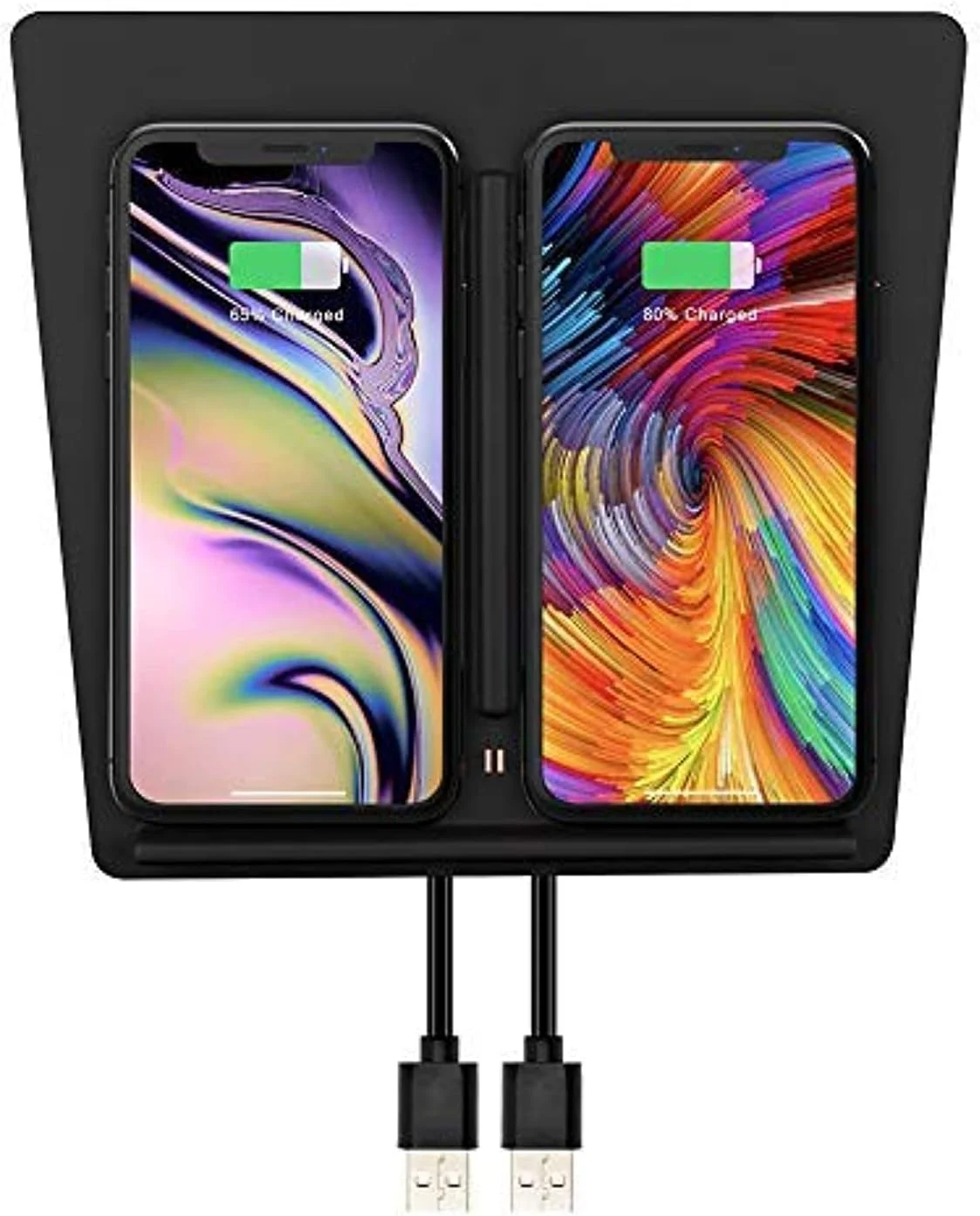 شارژر بی‌سیم TapTes برای مدل 3 تسلا (سال‌های 2017 تا 2020)، پد شارژ دوگانه تلفن همراه برای لوازم جانبی مدل 3 تسلا، کنسول وسط داخلی خودرو، سازگار با تلفن‌های هوشمند آیفون و سامسونگ، مشکی