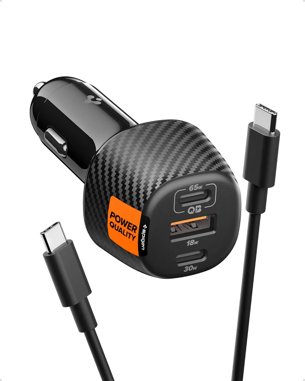 شارژر فندکی سریع USB C مدل Spigen ArcStation Essential 113W به همراه کابل E-Marker، دارای 3 پورت، شارژر کوچک فندکی، سازگار با آیفون 17 16 پرو مکس سامسونگ S25 اولترا پیکسل 10 پرو XL فولد