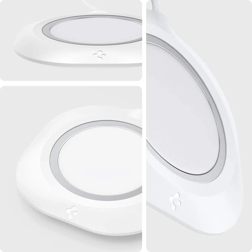 محافظ پد شارژر مگ‌سیف Spigen Mag Fit مناسب برای آیفون 14، آیفون 13، مدل‌های آیفون 12، ایرپاد پرو، ایرپاد پرو 2، ایرپاد 3 (شارژر شامل نمی‌شود) - سفید