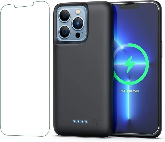 قاب باتری BEAH SELLER SELLER برای آیفون 13/13 پرو، شارژر قابل حمل 7500 میلی آمپر ساعت، 6.1 اینچ، مشکی