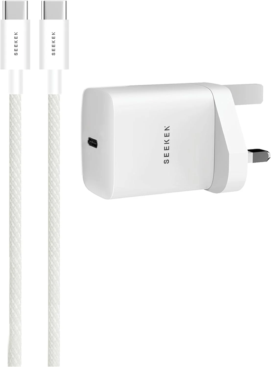 شارژر سریع 35 واتی USB-C سیکن به همراه کابل 60 واتی USB-C به USB-C – آداپتور دیواری جمع و جور PD 3.0 برای تلفن و دستگاه های اندروید و آی او اس