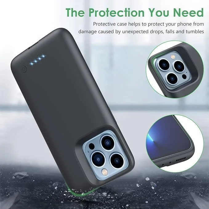 قاب باتری BEAH SELLER SELLER برای آیفون 13/13 پرو، شارژر قابل حمل 7500 میلی آمپر ساعت، 6.1 اینچ، مشکی