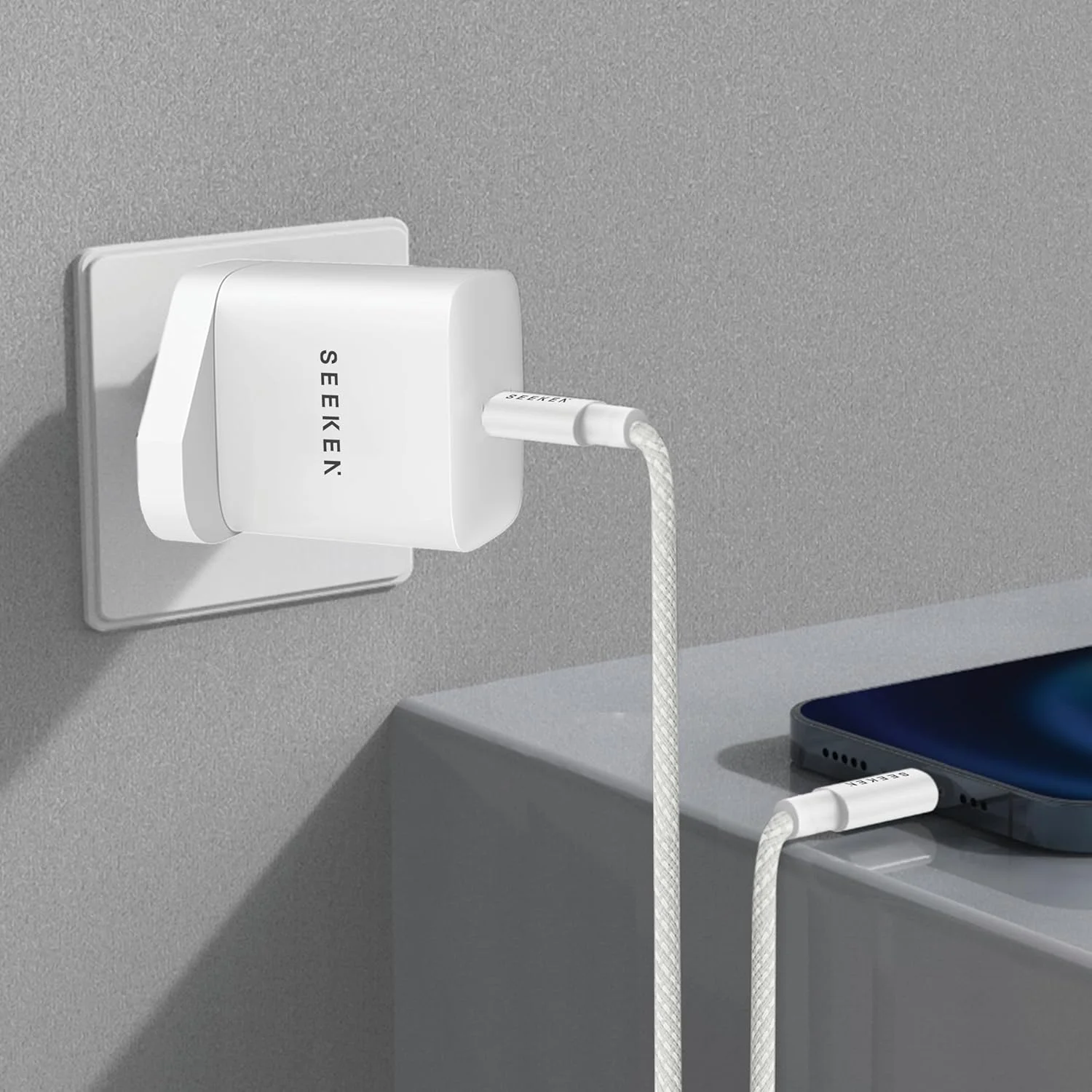 شارژر سریع 35 واتی USB-C سیکن به همراه کابل 60 واتی USB-C به USB-C – آداپتور دیواری جمع و جور PD 3.0 برای تلفن و دستگاه های اندروید و آی او اس