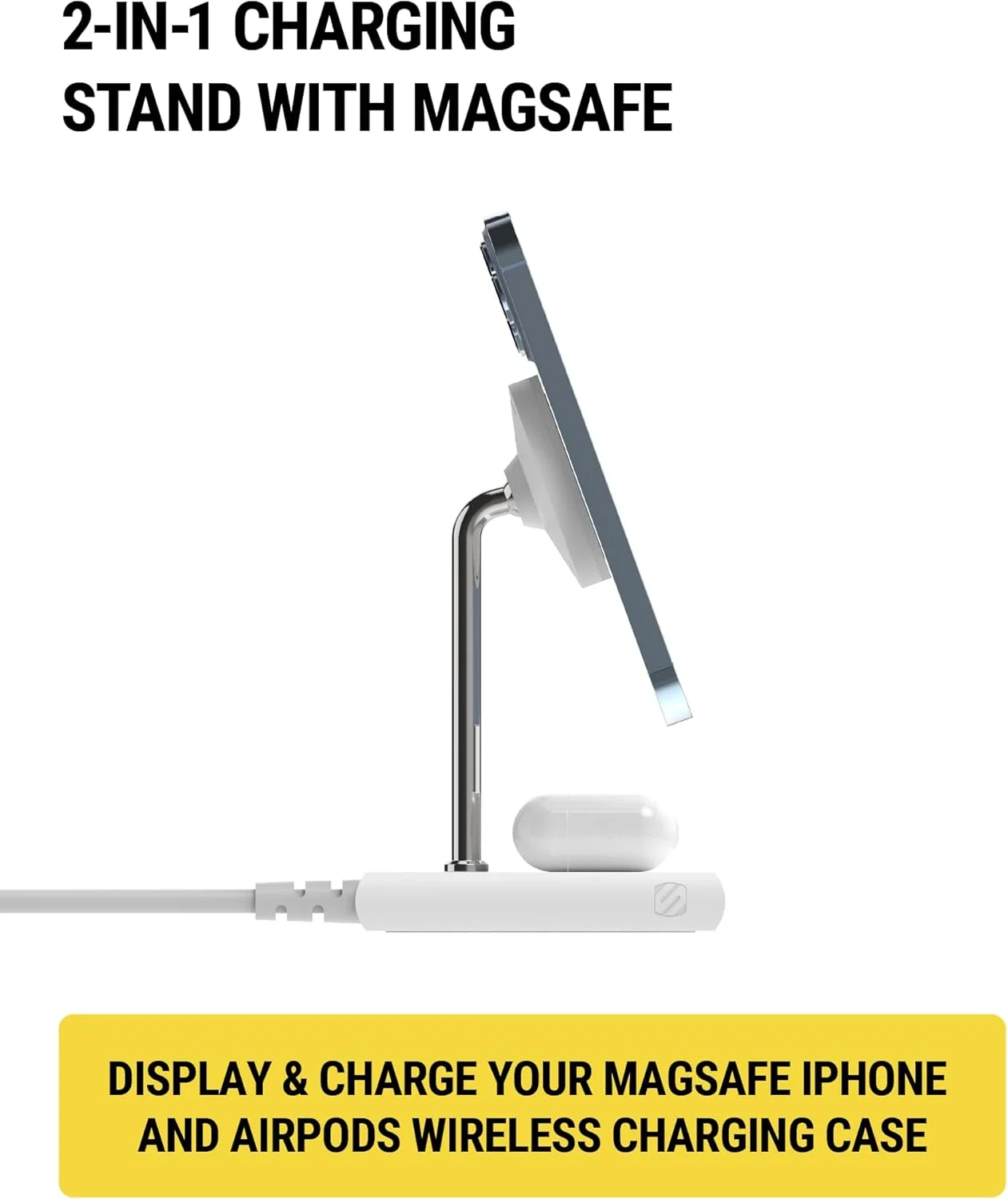 پایه شارژ ماژولار 2 در 1 Scosche BaseLynx™ 2.0 با MagSafe، استند شارژ سریع بی سیم 15 واتی سازگار با Apple iPhone سری 15/14/13/12، پد شارژر 5 واتی برای AirPods، سفید پایه شارژ ماژولار 2 در 1 Scosche BaseLynx™ 2.0 با MagSafe، استند شارژ سریع بی سیم 15 واتی سازگار با Apple iPhone سری 15/14/13/12، پد شارژر 5 واتی برای AirPods، سفید