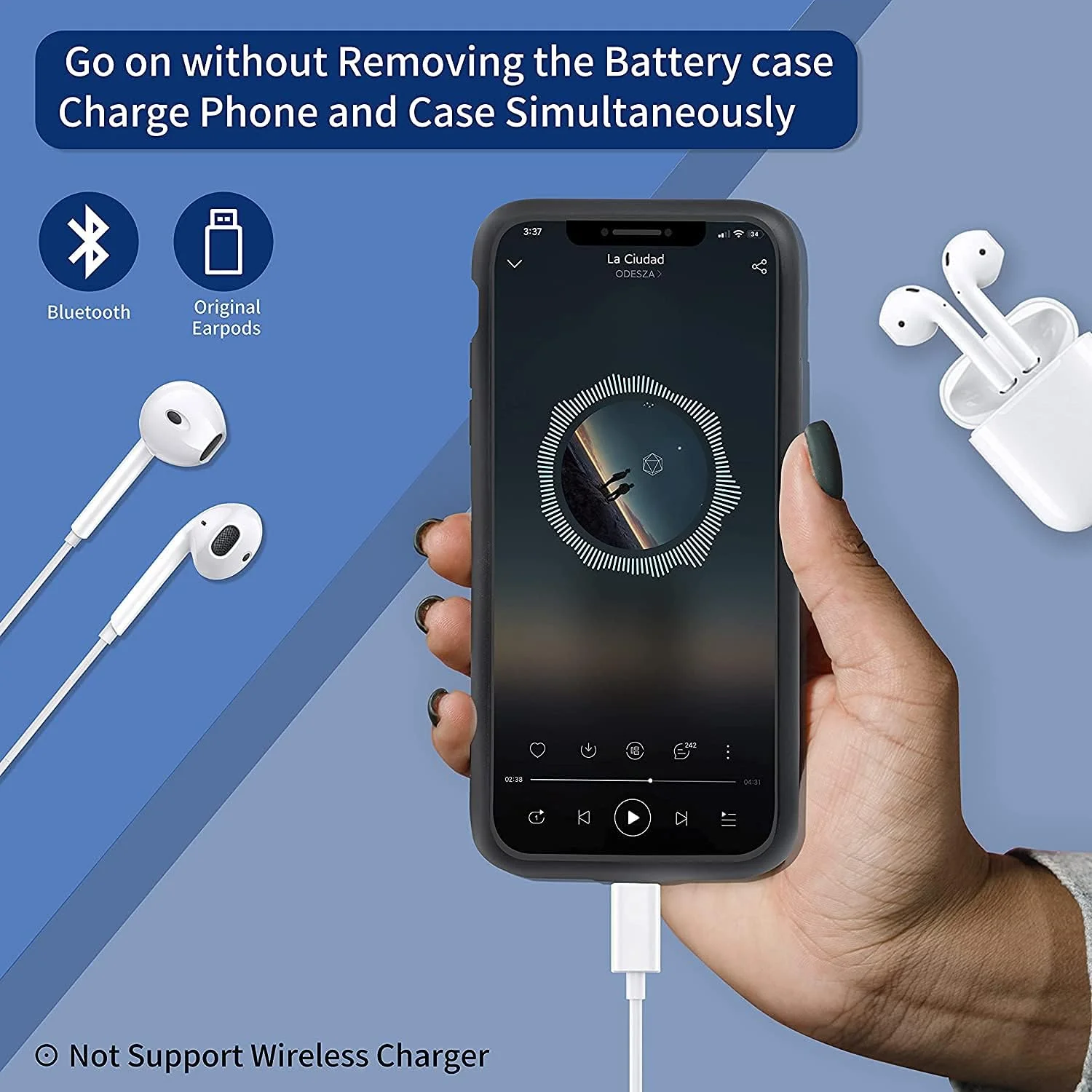 کاور باتری دار باریک و قابل حمل 4800mAh برای آیفون 12/12 پرو