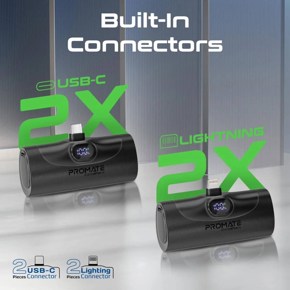 کیت پاوربانک 4 عددی Promate مدل DELTAPACK، شارژرهای فوق فشرده 5000 میلی آمپر ساعتی، کانکتورهای USB-C و Lightning PD، صفحه نمایش LED، بدون کابل، پایه تاشو، سیستم های ایمنی چندگانه برای آیفون 17، گلکسی S25