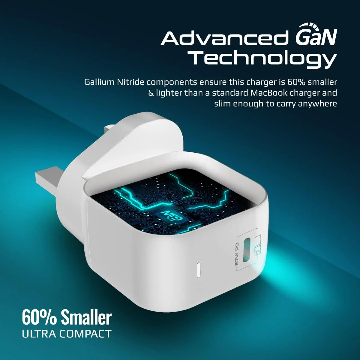 شارژر USB-C مدل GaNCube-67 پرومیت برای آیفون 15، کوچکترین آداپتور شارژ لپ‌تاپ Type-C در جهان، پورت USB-C 3.0 با توان 67 وات، طراحی 60% کوچکتر برای مک‌بوک، آیفون 13/14، گلکسی