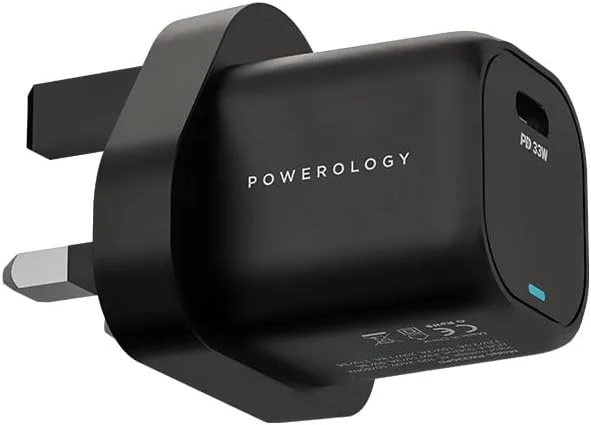 شارژر 33 واتی Powerology GaN PD با محافظ های داخلی، سازگار با iPhone 14 Pro Max /14/13 Pro Max / 12 Pro Max، Galaxy S22 Ultra S21 S20 و غیره - مشکی شارژر 33 واتی Powerology GaN PD با محافظ های داخلی، سازگار با iPhone 14 Pro Max /14/13 Pro Max / 12 Pro Max، Galaxy S22 Ultra S21 S20 و غیره - مشکی