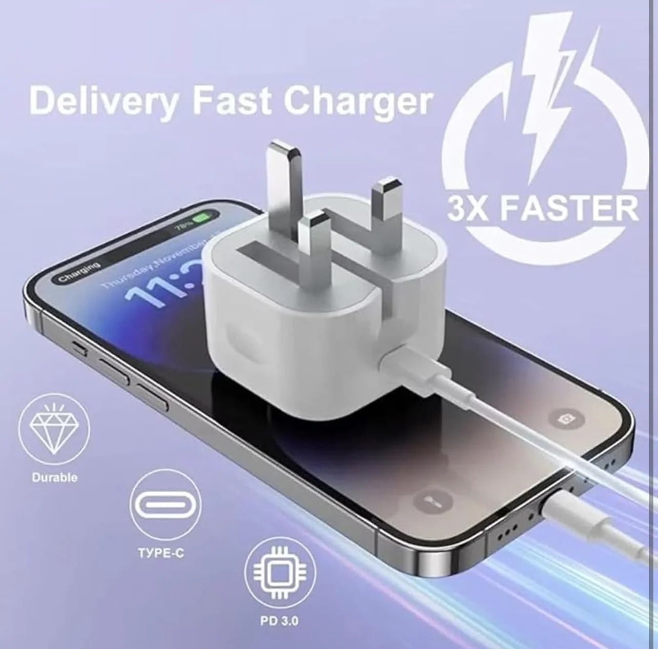 آداپتور برق 35 واتی USB C به همراه کابل Type C برای آیفون 16 پرو مکس، شارژر سریع Type C دیواری برای آیفون 15 پرو مکس/16 پرو/16/16 پلاس/15 پرو/15 و غیره