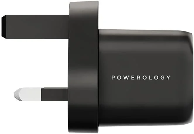 شارژر 33 واتی Powerology GaN PD با محافظ های داخلی، سازگار با iPhone 14 Pro Max /14/13 Pro Max / 12 Pro Max، Galaxy S22 Ultra S21 S20 و غیره - مشکی