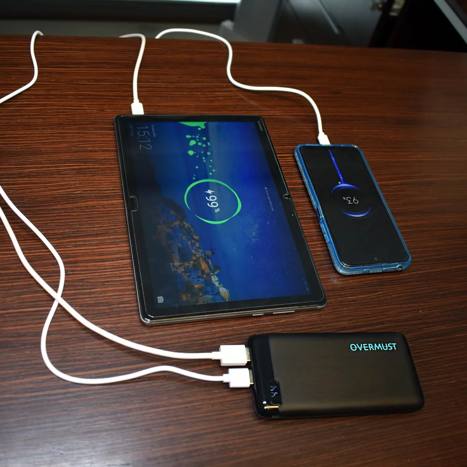 شارژر همراه 10.000 میلی آمپر ساعتی با 2 پورت USB و 1 پورت USB-C - پاوربانک - برای تلفن های هوشمند و تبلت (آیفون و سامسونگ) - شارژ از طریق میکرو USB یا USB-C - با نشانگر باتری