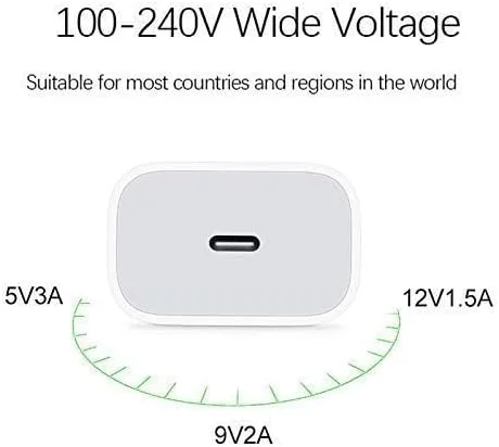 شارژر سریع 20 واتی اصلی برای آیفون 14/14 پلاس/14 پرو/14 پرو مکس، آیفون 13/12/11 و سایر دستگاه ها PD 3.0 20 وات (20WATT-APP LECHARGER)