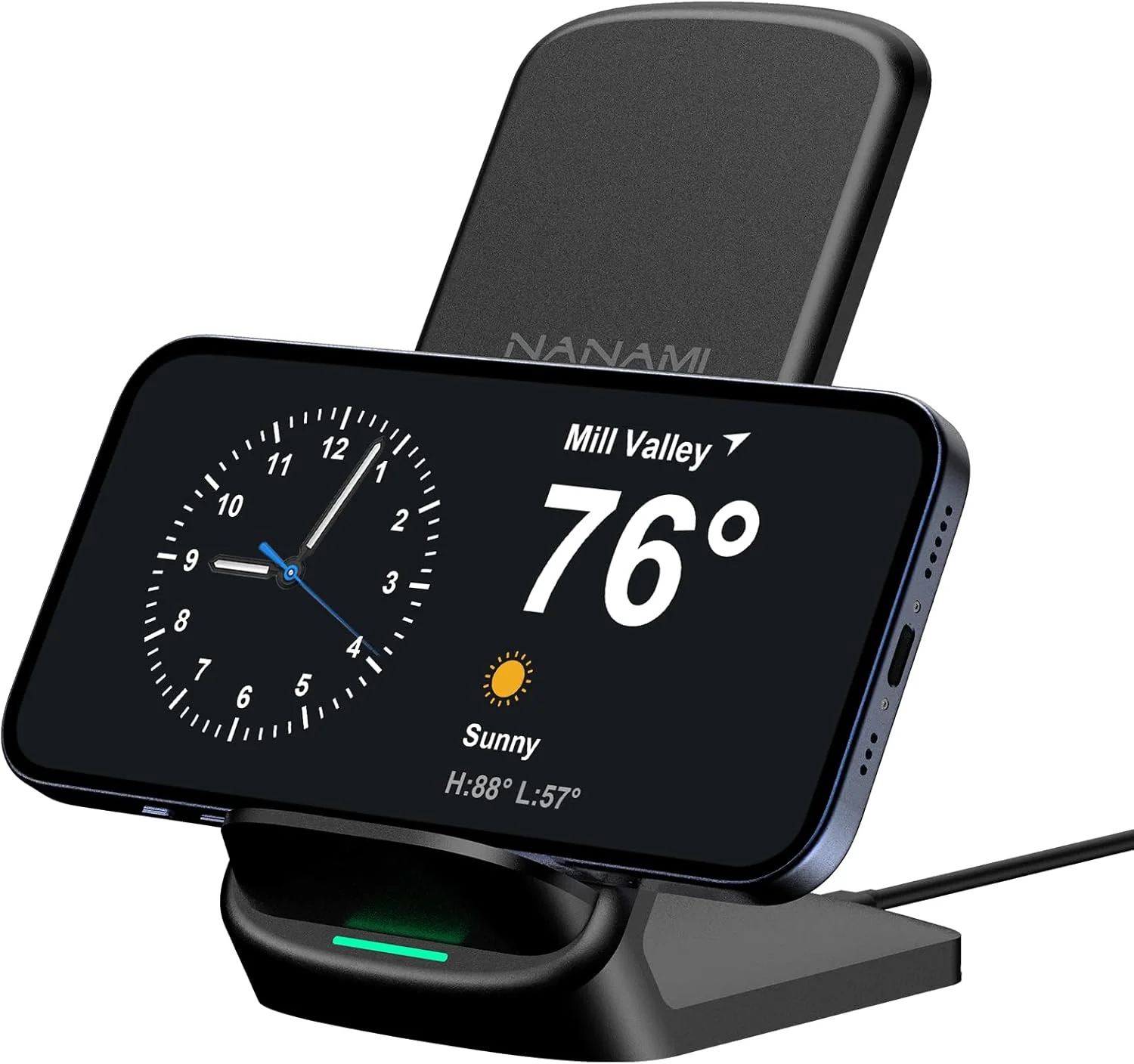 شارژر بی‌سیم سریع NANAMI، پایه شارژ بی‌سیم سازگار با Samsung Galaxy S25/S24/S23/S22/S21/S20/S10/Note 20 Ultra و شارژر تلفن برای iPhone 16/15/14/13/12/11/XR/8 Plus