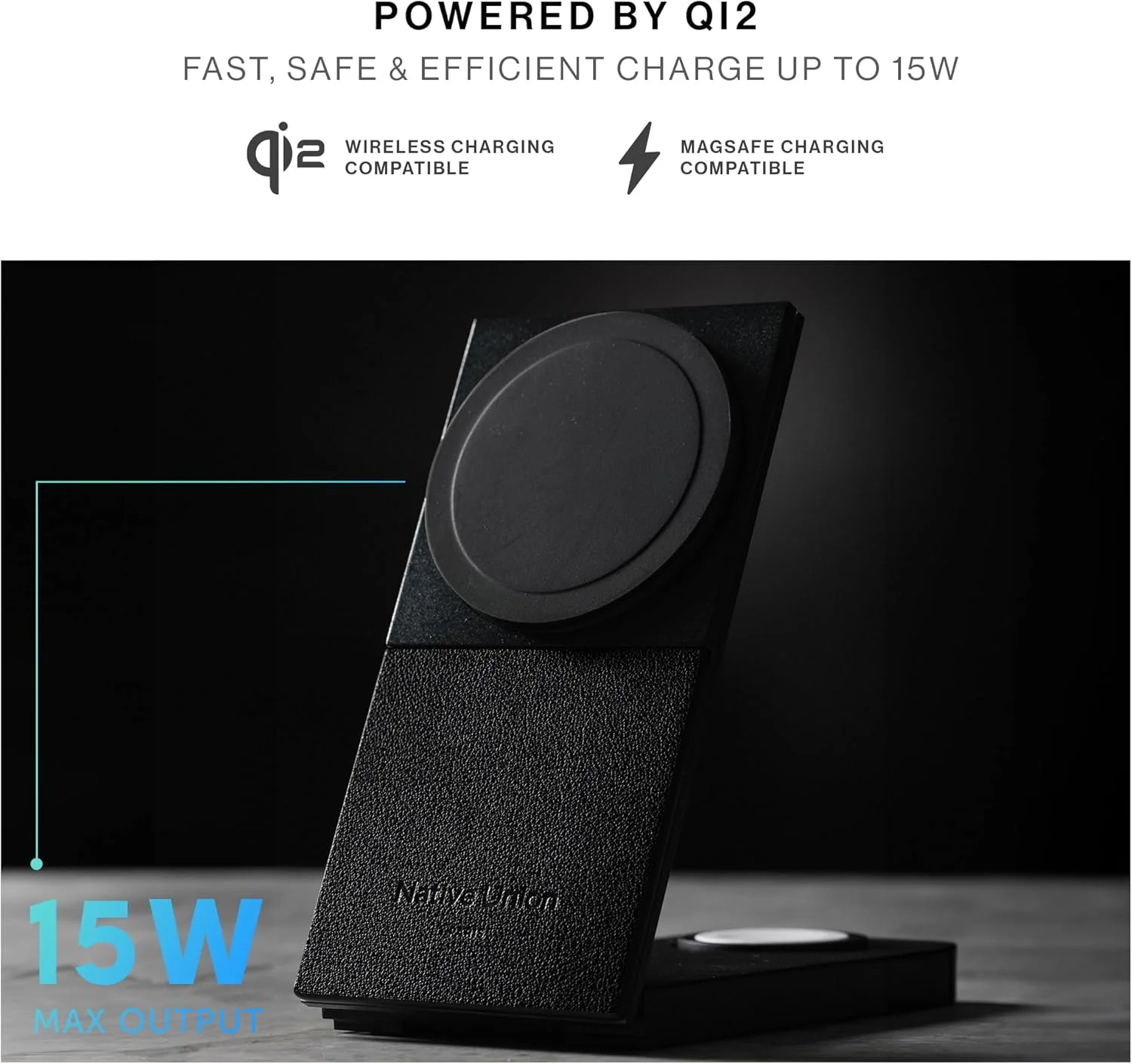 شارژر بی‌سیم مغناطیسی 3 در 1 Native Union Rise - دارای گواهی Qi2 و MagSafe - پایه شارژ سریع 15 واتی برای آیفون 16/15/14/13 با عملکرد شارژ برای ایرپادز (Pro) و اپل واچ (سنگ ماسه)
