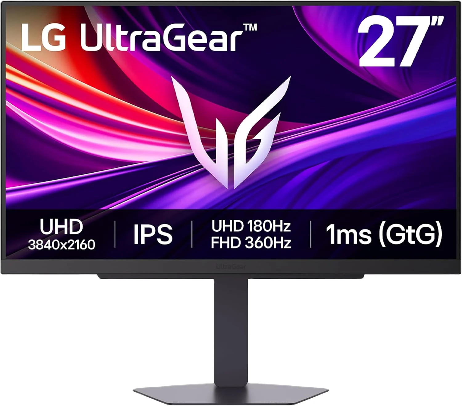 مانیتور گیمینگ 27 اینچی LG 27G810A-B Ultragear 4K UHD (3840 x 2160) IPS، حالت دوگانه UHD 180 هرتز یا FHD 360 هرتز، 1 میلی‌ثانیه، NVIDIA G-Sync، AMD FreeSync Premium، VESA DisplayHDR 400، HDMI 2.1، مشکی