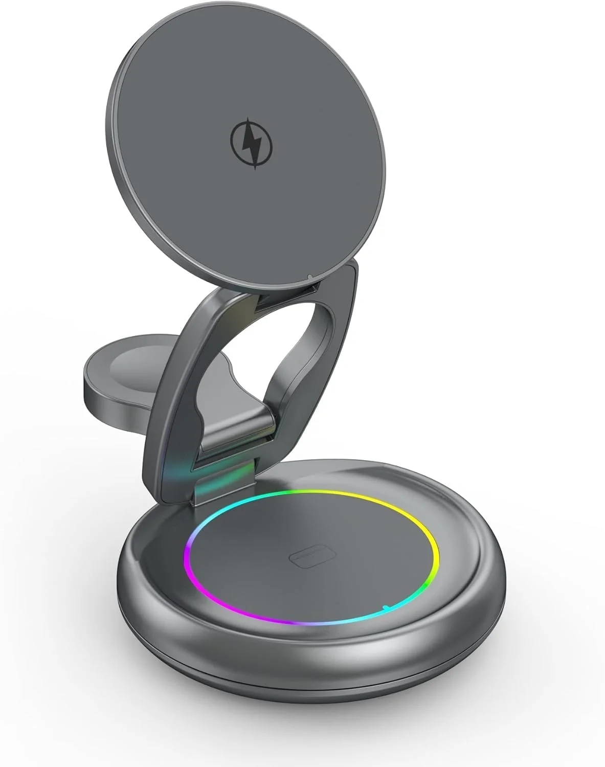 پایه شارژ مسافرتی NALACAL برای شارژر مگ‌سیف، پایه شارژ بی‌سیم برای دستگاه‌های متعدد اپل، فلزی 3 در 1، شارژر مغناطیسی تاشو برای سری آیفون 16-12 برای اپل واچ و ایرپادز