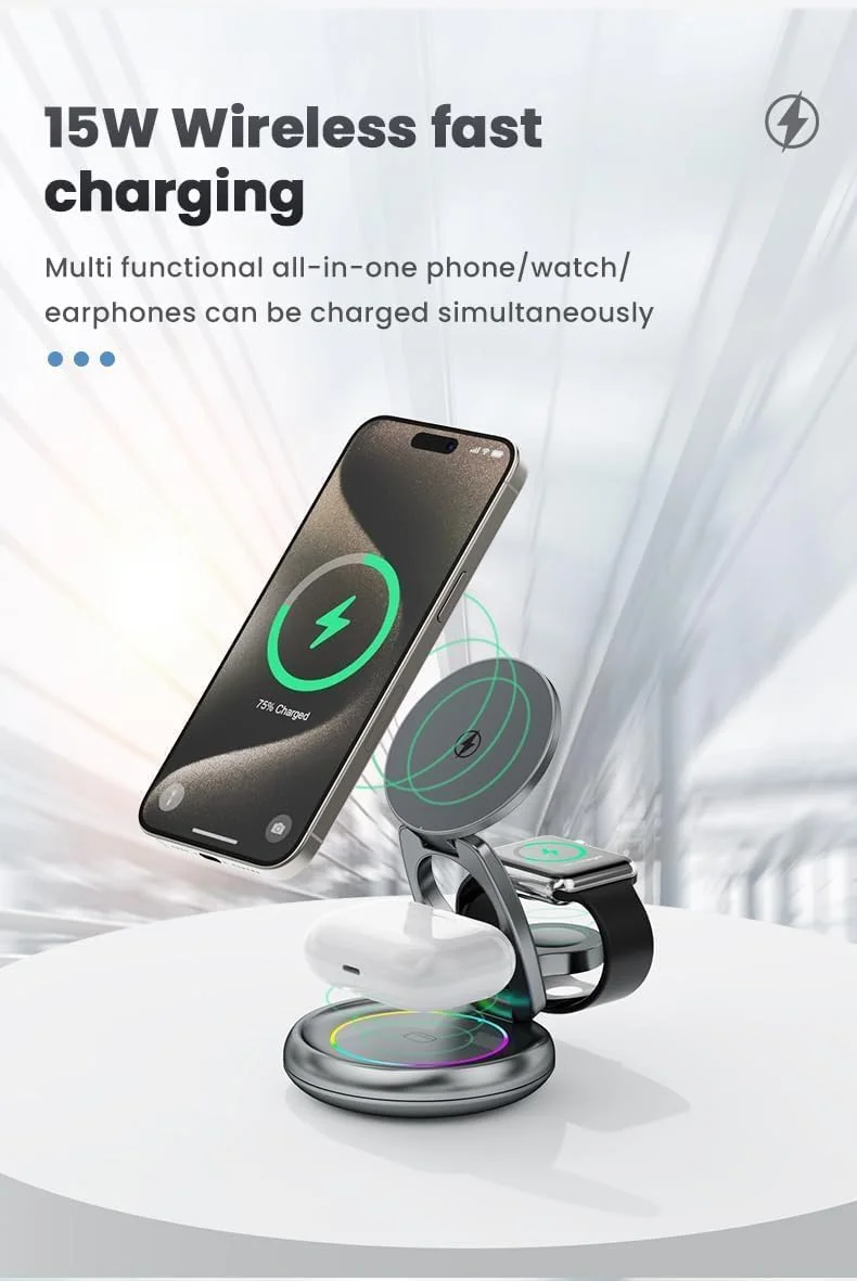 پایه شارژ مسافرتی NALACAL برای شارژر مگسیف، پایه شارژ بیسیم برای دستگاههای متعدد اپل، فلزی 3 در 1، شارژر مغناطیسی تاشو برای سری آیفون 16-12 برای اپل واچ و ایرپادز پایه شارژ مسافرتی NALACAL برای شارژر مگسیف، پایه شارژ بیسیم برای دستگاههای متعدد اپل، فلزی 3 در 1، شارژر مغناطیسی تاشو برای سری آیفون 16-12 برای اپل واچ و ایرپادز