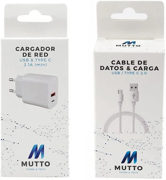 بسته شارژر USB C موتتو، آداپتور برق 10 واتی USB C، دوشاخه شارژ سریع با Type C و A + کابل USB Type C شارژر 1 متری Type C شارژ سریع و همگام سازی