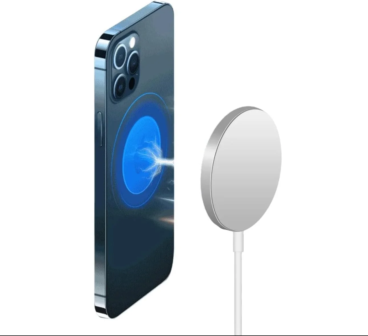 شارژر بی‌سیم مغناطیسی MOTIM، دیسک شارژ سریع 20 واتی USB-C برای آیفون، سازگار با آیفون 12-15 پرو مکس، آیپد پرو، ایرپادز، سفید