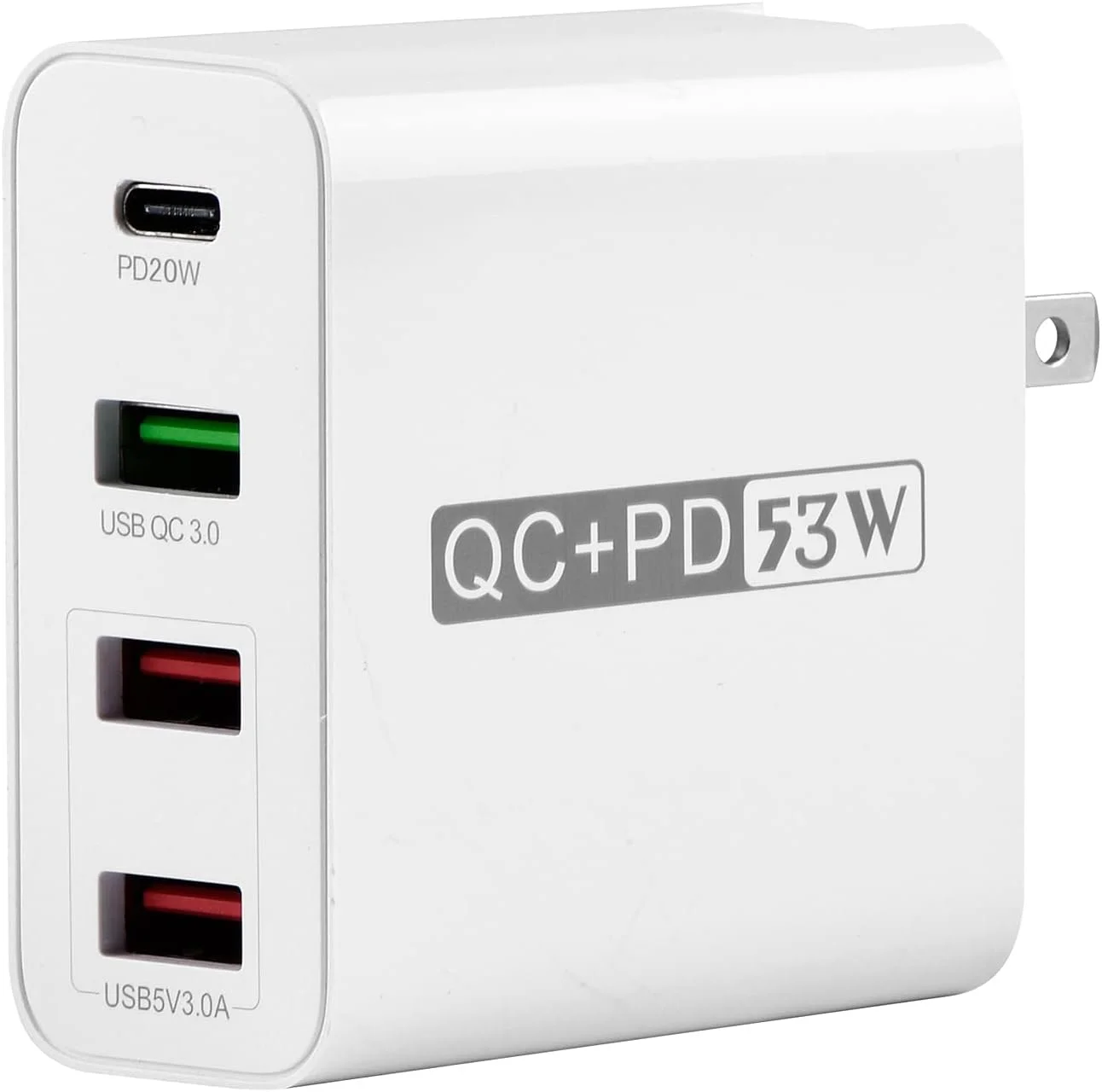 شارژر دیواری USB C قابل حمل MOTONG، ایستگاه شارژ 4 پورت 53 واتی USB C PD با شارژ سریع 3.0 و دو پورت USB A، سازگار با آیفون 13/13 Pro/12/X/XS/8/7/6 / دوربین