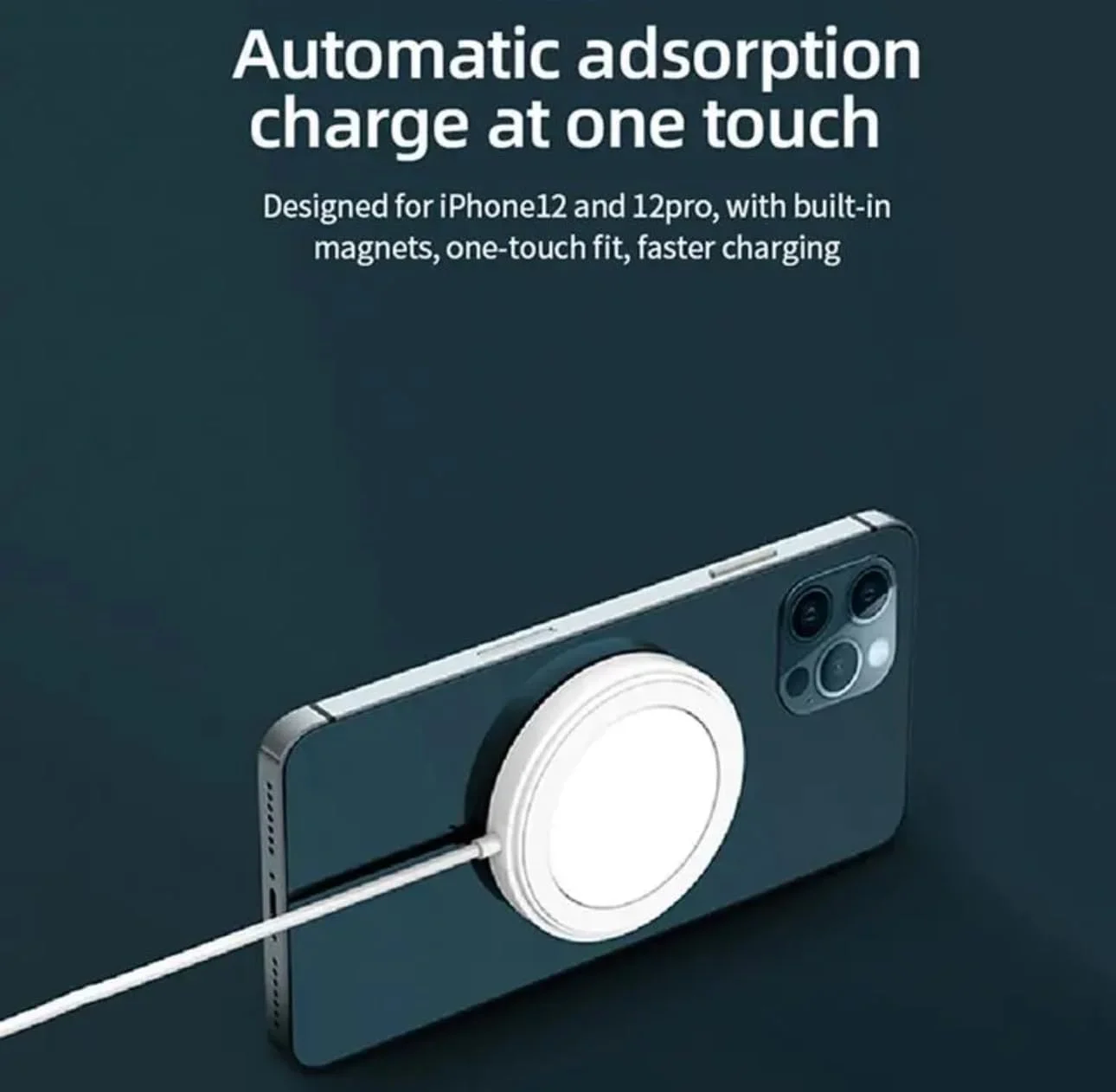 شارژر بی‌سیم مغناطیسی MOTIM، دیسک شارژ سریع 20 واتی USB-C برای آیفون، سازگار با آیفون 12-15 پرو مکس، آیپد پرو، ایرپادز، سفید