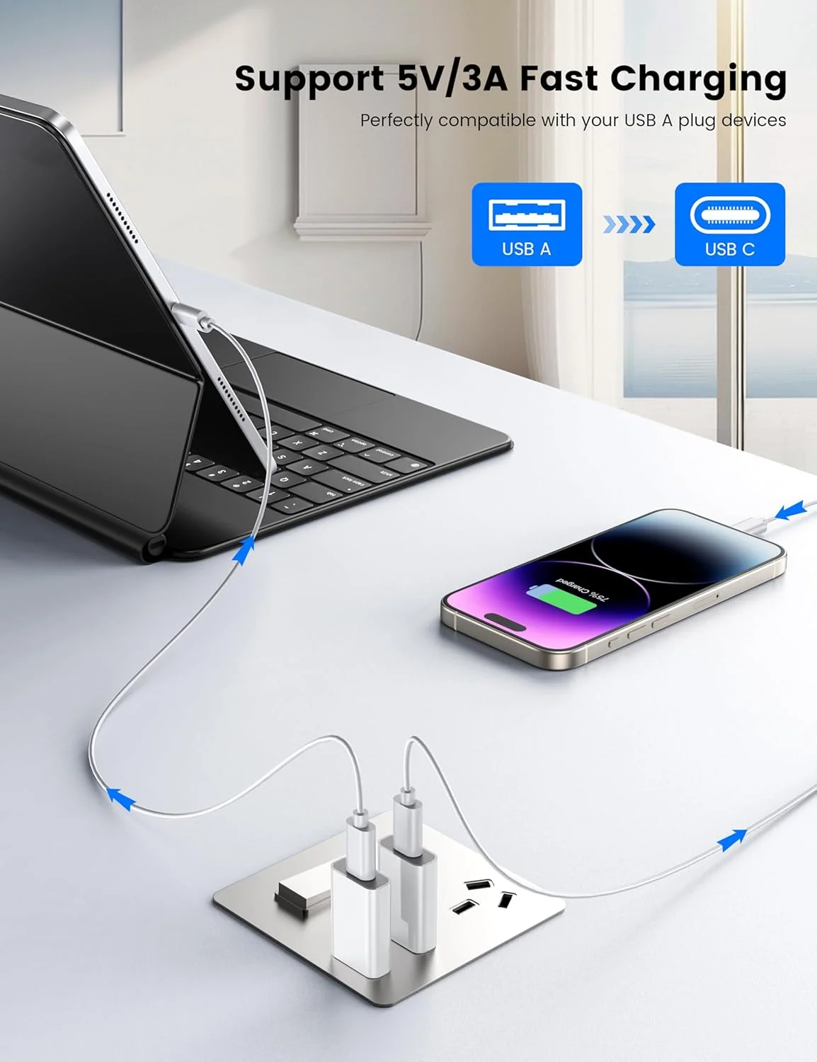 تبدیل USB به USB-C ماسواگ، آداپتور USB-C ماده به USB نر سازگار با شارژر اپل واچ 9/8/7/SE/Ultra، برای آیفون 15 14 13 12 مینی پرو مکس، آیپد، گلکسی نوت، پیکسل، CarPlay، دوشاخه دیواری تبدیل USB به USB-C ماسواگ، آداپتور USB-C ماده به USB نر سازگار با شارژر اپل واچ 9/8/7/SE/Ultra، برای آیفون 15 14 13 12 مینی پرو مکس، آیپد، گلکسی نوت، پیکسل، CarPlay، دوشاخه دیواری