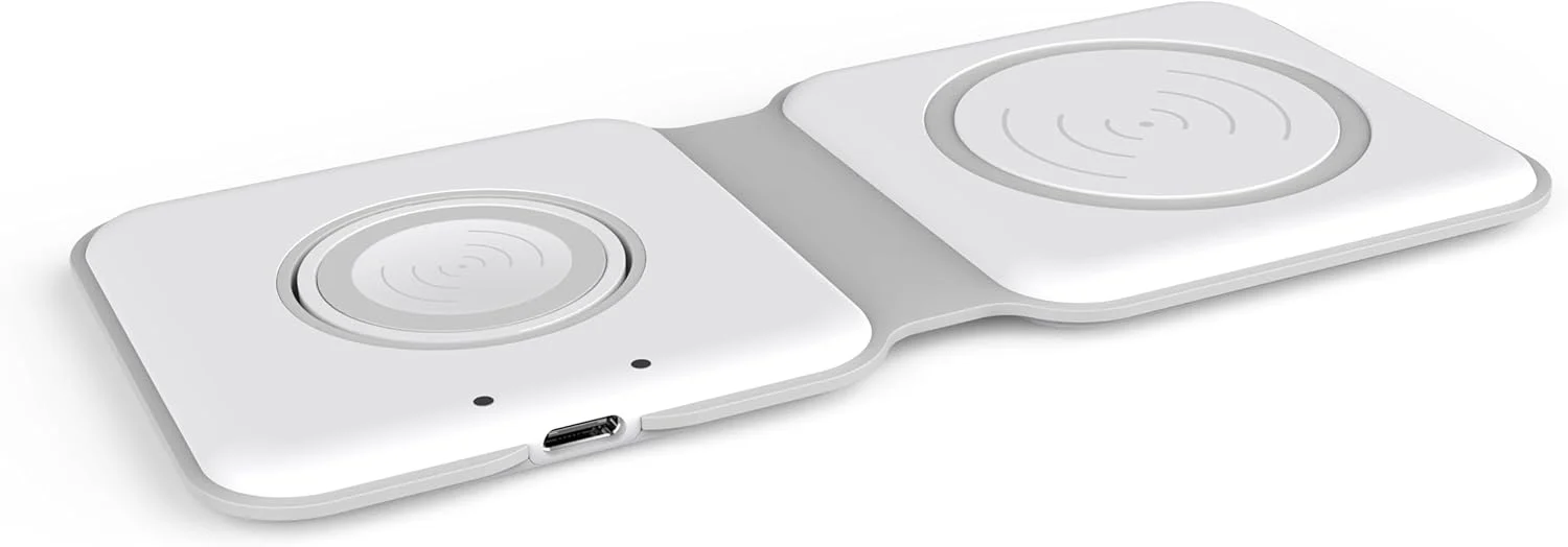 پد شارژ بی سیم تاشو مغناطیسی 2 در 1 سوییس میلیتاری سازگار با آیفون 15/14/13/12/11/8/Pro/Max و اپل واچ - سفید