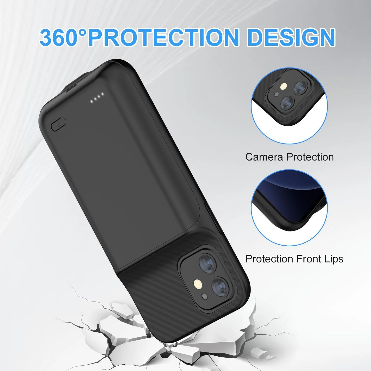 کاور باتری دار برای آیفون 13/13 پرو/14، کاور شارژر قابل حمل فوق العاده باریک 13800 میلی آمپر ساعتی برای آیفون 13/13 پرو/14 (6.1 اینچ) - مشکی