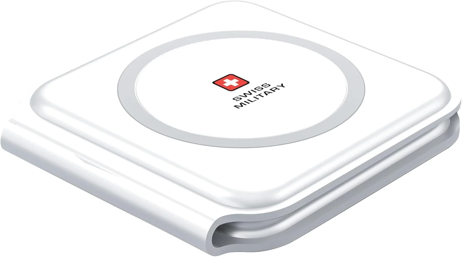 پد شارژ بی سیم تاشو مغناطیسی 2 در 1 سوییس میلیتاری سازگار با آیفون 15/14/13/12/11/8/Pro/Max و اپل واچ - سفید