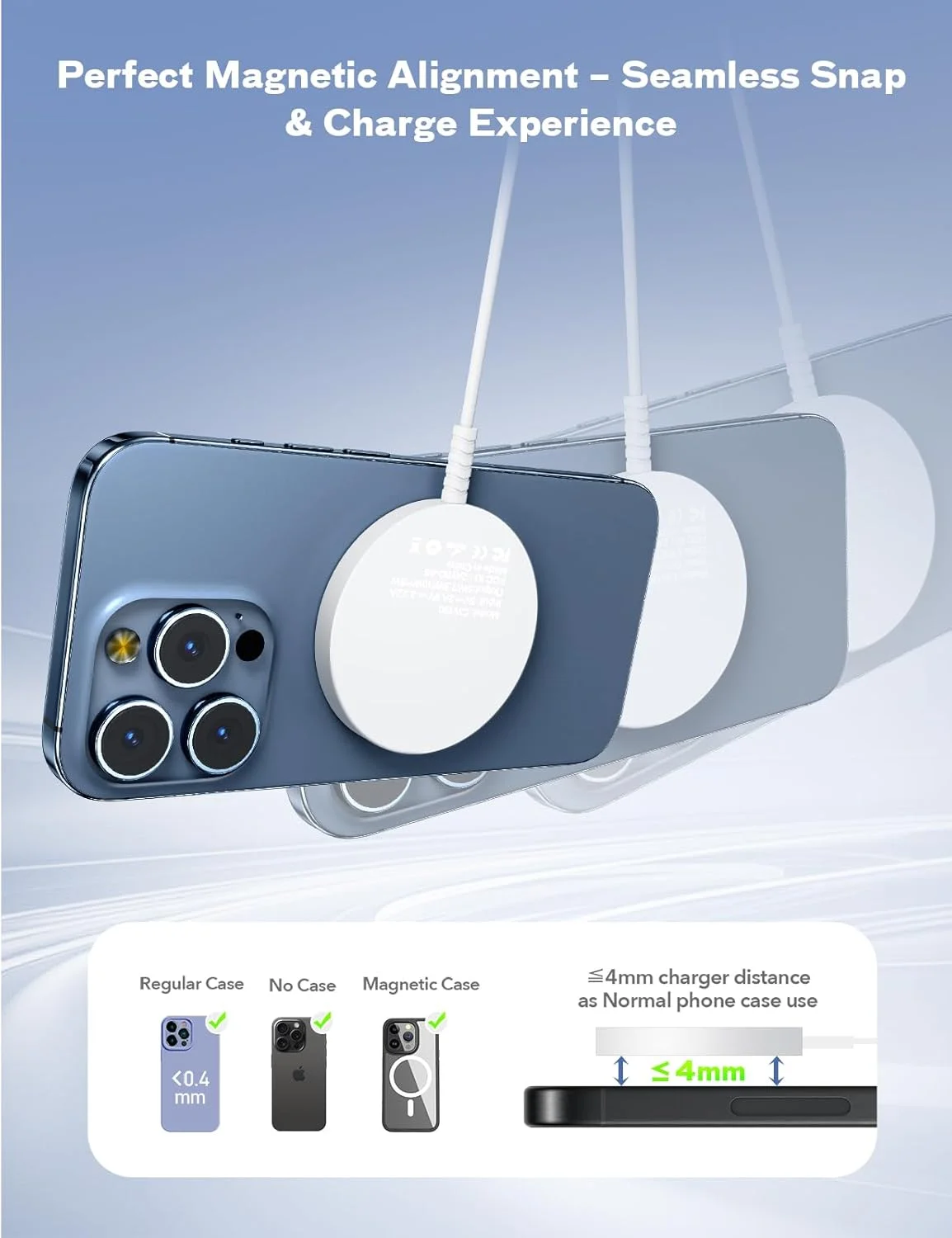 شارژر مغناطیسی وایرلس آیفون: پد شارژ سریع برای سری آیفون 17/16/15/14/13/12 و ایرپادز پرو 4-2، آهنربای قوی، پورت های دوگانه، سازگار با قاب، سبک وزن برای مسافرت، خانه و میز کار