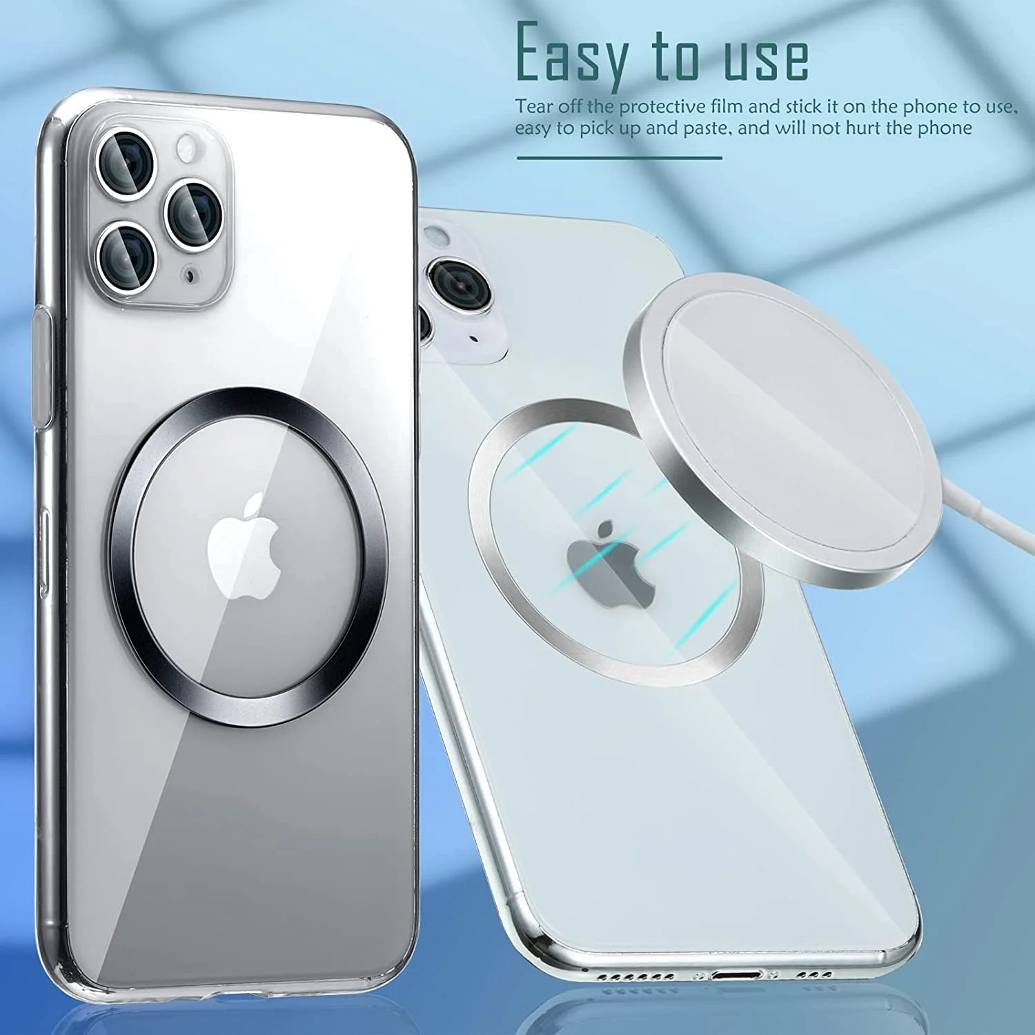 ست ۸ عددی حلقه فلزی آهنربایی برای شارژر وایرلس خودرو، به همراه استیکر، لوازم جانبی آهنربایی فلزی یونیورسال برای هولدر گوشی خودرو، سازگار با شارژر وایرلس مگ‌سیف، مشکی و نقره‌ای