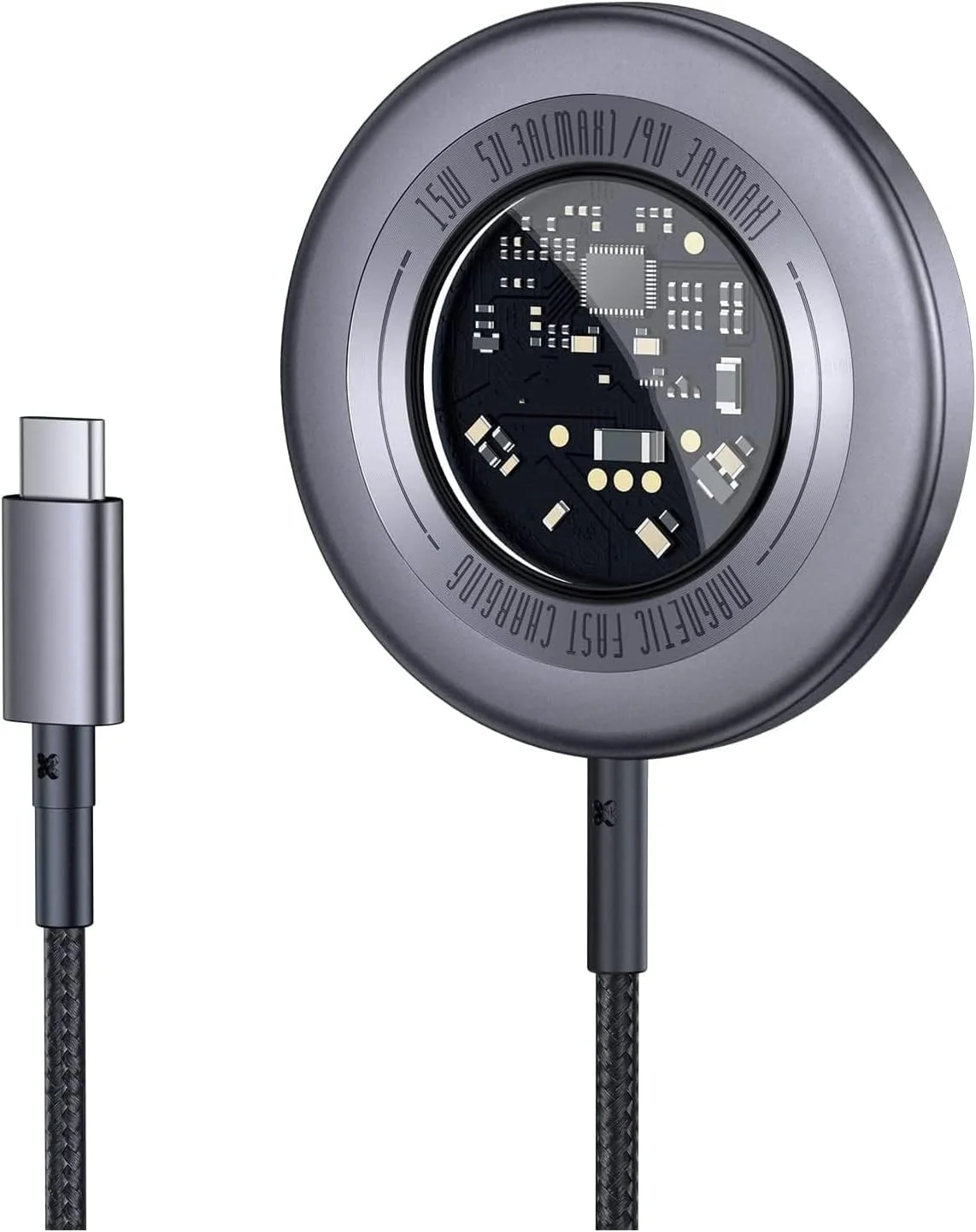 شارژر بی‌سیم مغناطیسی، پد شارژ بی‌سیم 15 واتی سریع برای آیفون مگ‌سیف، شارژر تلفن خودرو، با کابل 1 متری Type-C برای سری 14/13/12، شارژر سامسونگ برای گلکسی