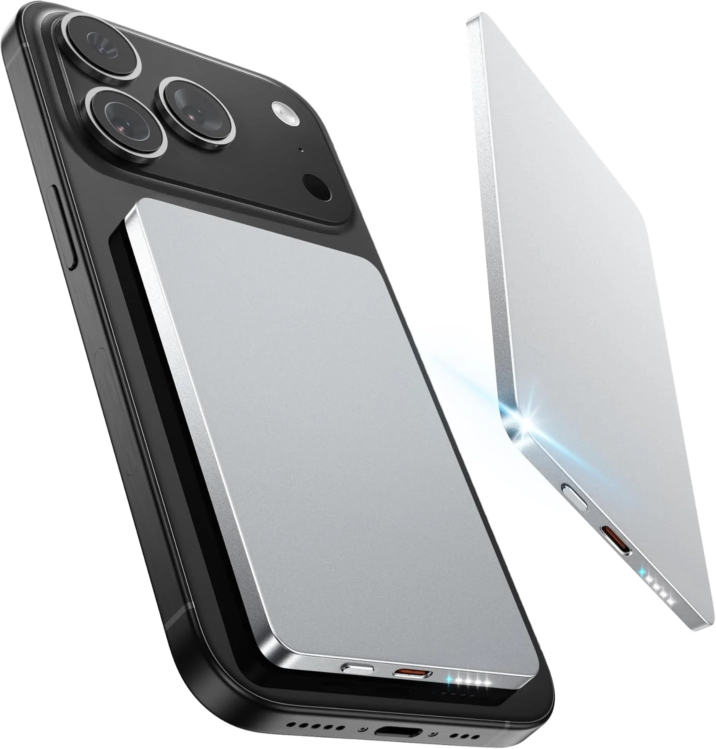 پاور بانک فوق العاده باریک برای Magsafe، شارژر مغناطیسی قابل حمل کوچک 5000 میلی آمپر ساعتی 22.5 واتی با شارژ سریع USB C ورودی/خروجی، پاوربانک بی سیم برای آیفون 17 پرو مکس/ 15/14/13/12، خاکستری