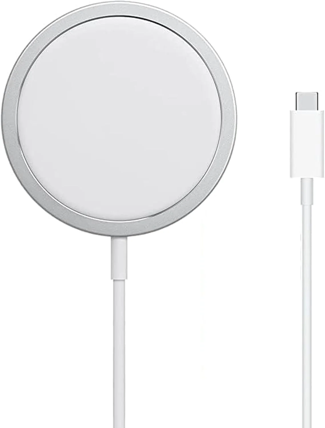 شارژر مغناطیسی اپل Mag-Safe برای آیفون USB C با قابلیت شارژ سریع بی سیم PD تا 15 وات سازگار با سری آیفون 14، 14 پلاس، 14 پرو، 14 پرو مکس، سری 13، 12، ایرپادز پرو 2، سفید