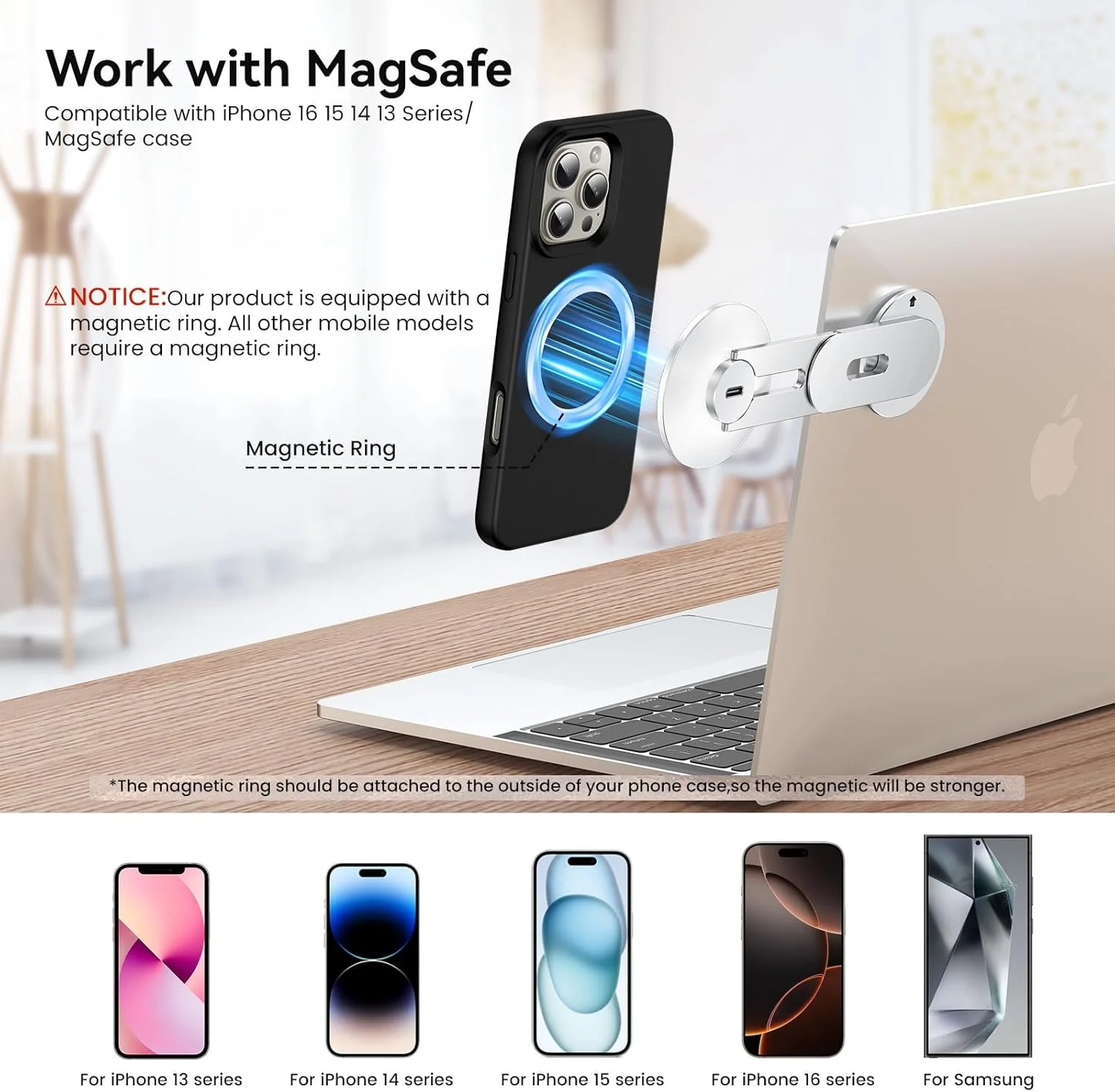 نگهدارنده تلفن لپ تاپ، پایه تلفن مغناطیسی شارژر بی سیم سریع 15 واتی برای آیفون 17/16/15/14/13/12 و همه تلفن ها برای تسلا (نقره ای) نگهدارنده تلفن لپ تاپ، پایه تلفن مغناطیسی شارژر بی سیم سریع 15 واتی برای آیفون 17/16/15/14/13/12 و همه تلفن ها برای تسلا (نقره ای)