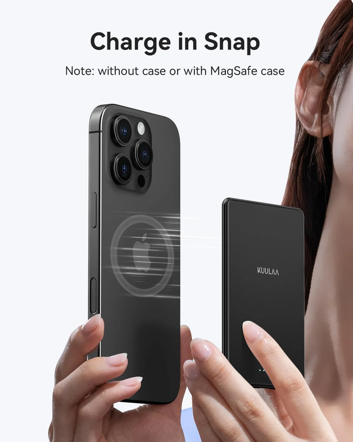 شارژر همراه مغناطیسی فوق باریک Kuulaa Magsafe با ضخامت 7 میلی‌متر، 5000 میلی‌آمپر ساعت، شارژر بی‌سیم قابل حمل تلفن همراه با خروجی USB-C، سازگار با iPhone Air/16/15/14/13/12 Plus/Pro/Pro Max/Mini