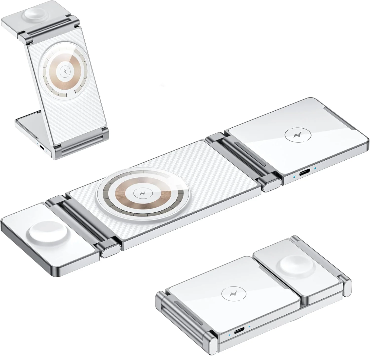 پایه شارژ بی‌سیم 3 در 1 KASTWAVE، استند شارژر برای آیفون 15/14/13/12 پرو مکس/مینی، پایه شارژ اپل واچ و ایرپادز، استند شارژ تاشو و قابل حمل