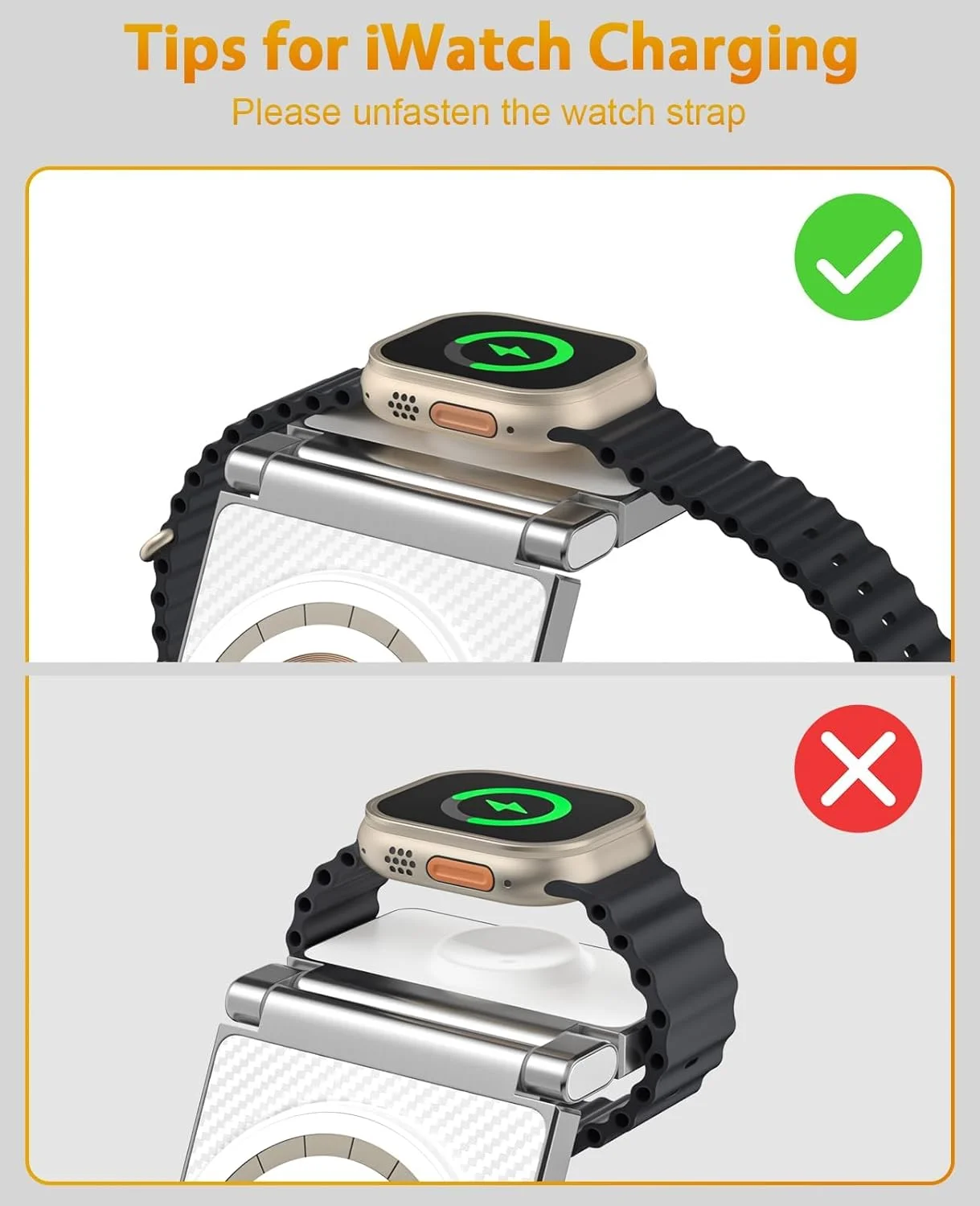 پایه شارژ بی‌سیم 3 در 1 KASTWAVE، استند شارژر برای آیفون 15/14/13/12 پرو مکس/مینی، پایه شارژ اپل واچ و ایرپادز، استند شارژ تاشو و قابل حمل