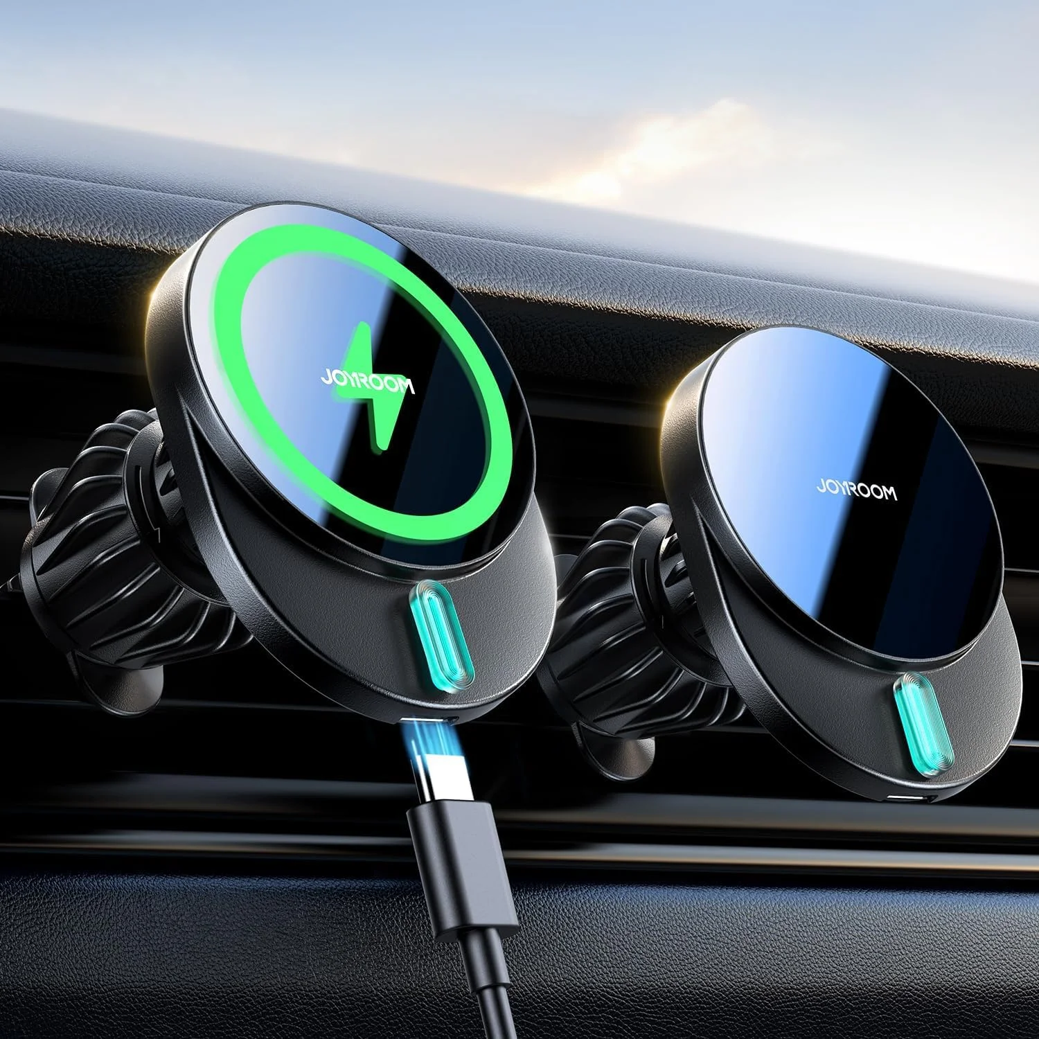 پایه شارژر بی‌سیم مغناطیسی خودرو KASTWAVE با توان 15 وات، مناسب برای آیفون، شارژر سریع بی‌سیم خودرو، سازگار با آیفون 16 پرو مکس پلاس مینی 15 14 13 12