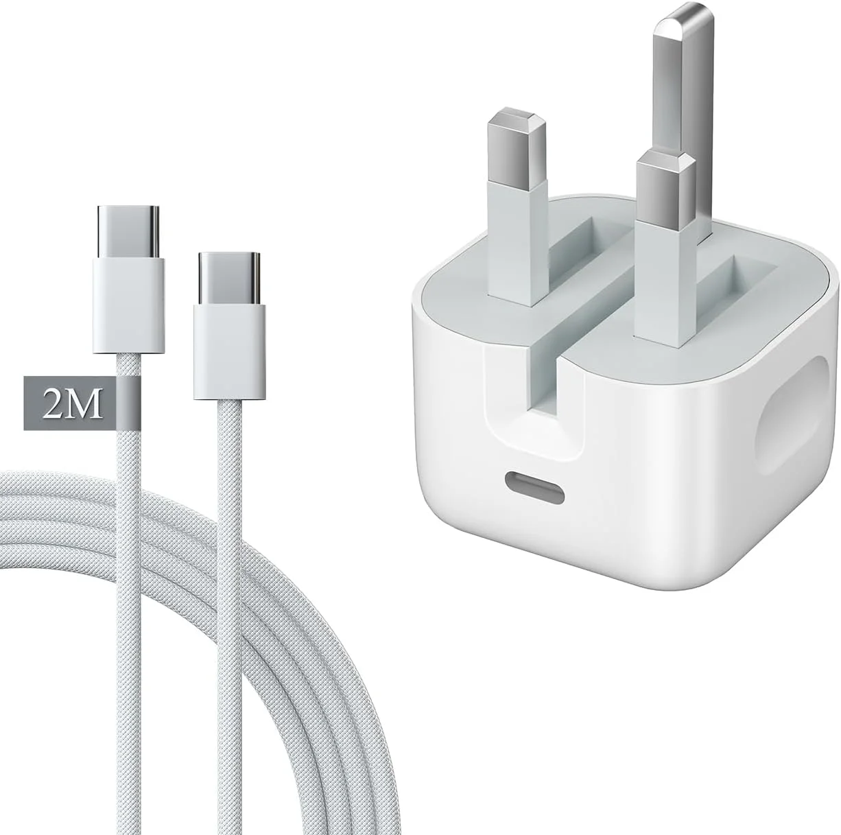 شارژر سریع 20 واتی USB C برای آیفون 15 و 16 به همراه کابل 2 متری USB C، سازگار با آیفون 16/15، آیپد پرو/ایر/مینی/نسل 11/10