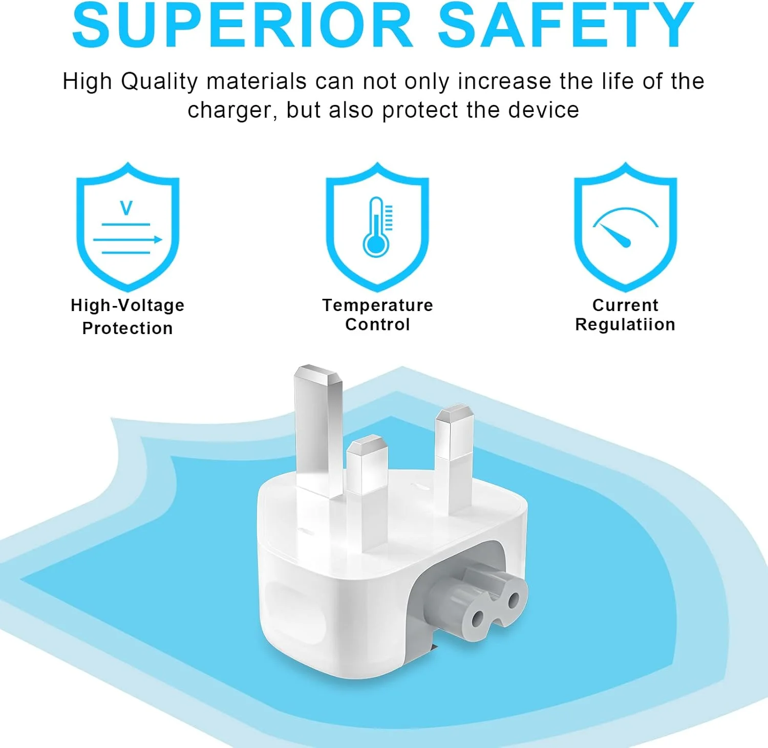 آداپتور برق دوشاخه بریتانیایی HITRENDS، آداپتور AC بریتانیایی برای تمام آداپتورهای برق USB-C مک بوک، جایگزین آداپتور برق 3 پین AC بریتانیایی، برای مک بوک پرو ایر مک آی-بوک آی-فون آی-پاد، بسته 3 عددی - سفید