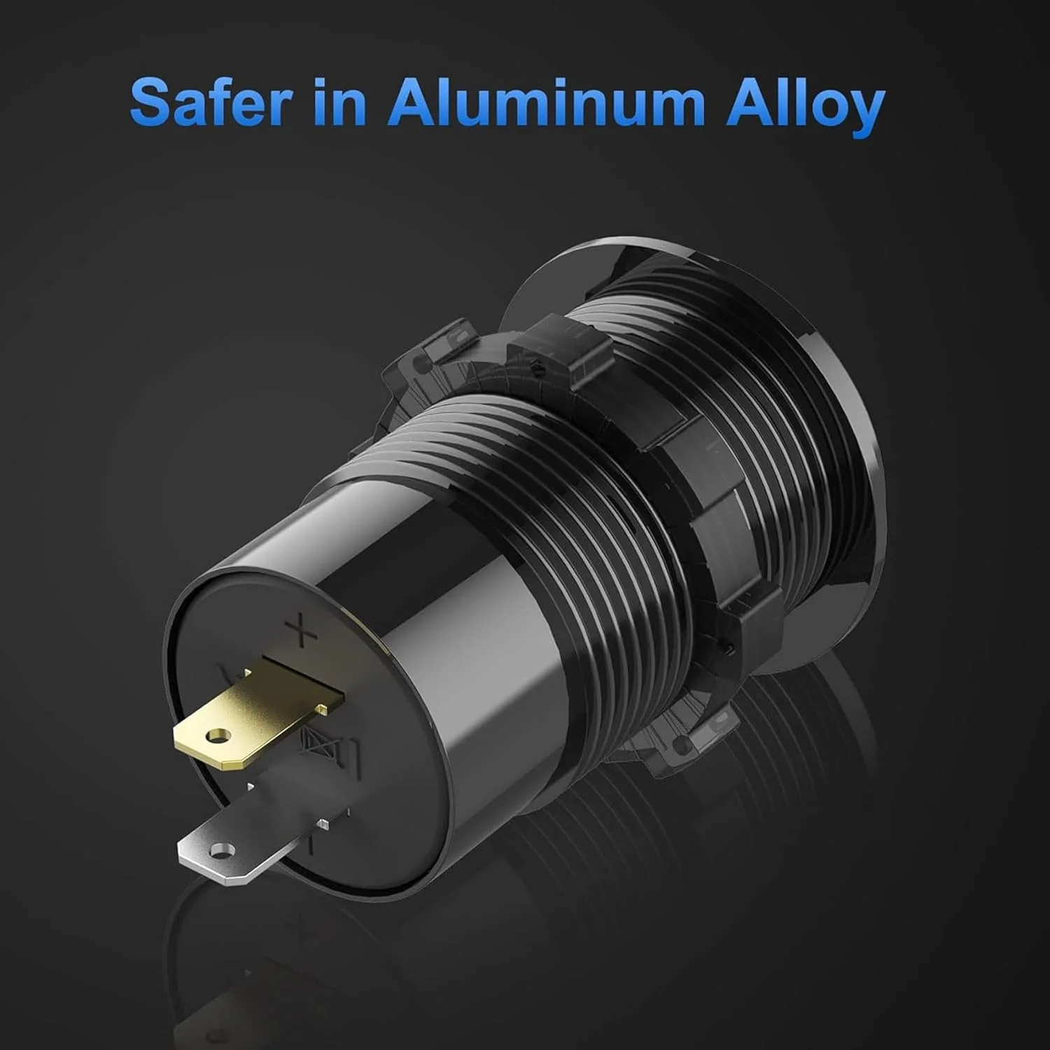 شارژر فندکی آلومینیومی چند پورت USB 12 ولت، دارای دو پورت USB QC 3.0 و پورت USB-C PD به همراه ولت‌متر و کلید روشن/خاموش مناسب خودرو، قایق، کامیون، شارژ سریع برای آیفون، آیپد و غیره