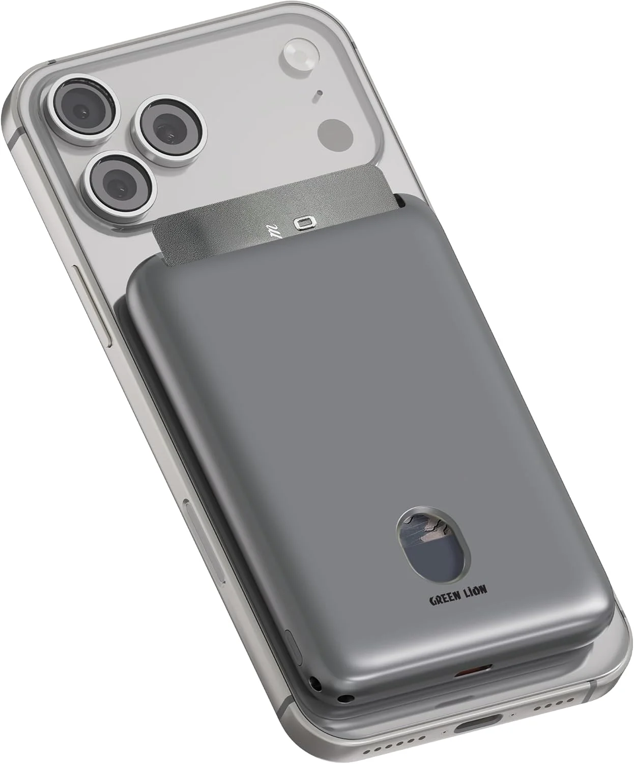 پاوربانک و کیف پول 5000mAh گرین لاین Vetra، سازگار با MagSafe، PD 20W، شارژ بی‌سیم 15W، دارای دو جای کارت، کابل USB-C به USB C داخلی، 1 پورت Type-C، سازگار با آیفون 17/16/15/14