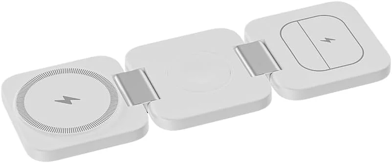 استند شارژر وایرلس مغناطیسی تاشو 3 در 1 بنکس، شارژ سریع 15 واتی همه کاره، برای آیفون، اپل واچ، ایرپادز با زاویه متغیر، جمع و جور برای مسافرت (سفید، W13)