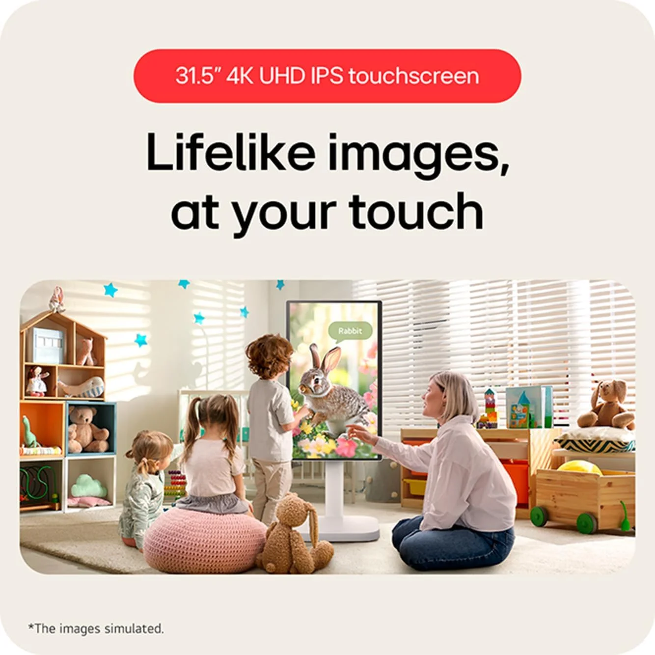 مانیتور هوشمند 31.5 اینچی ال‌جی Swing مدل 32U889SA با کیفیت 4K UHD IPS، مراقبت از چشم، صفحه لمسی، پایه چرخ‌دار، webOS، AirPlay 2 + Screen Share، بلندگوی داخلی، HDMI، USB-C 65W، قابلیت تنظیم شیب/ارتفاع/چرخش/محور، سفید