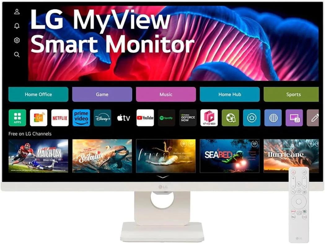مانیتور هوشمند ال‌جی MyView 27SR73U سایز 27 اینچ با کیفیت 4K Ultra HD و پورت USB-C، پنل IPS LCD و HDR، رنگ سفید