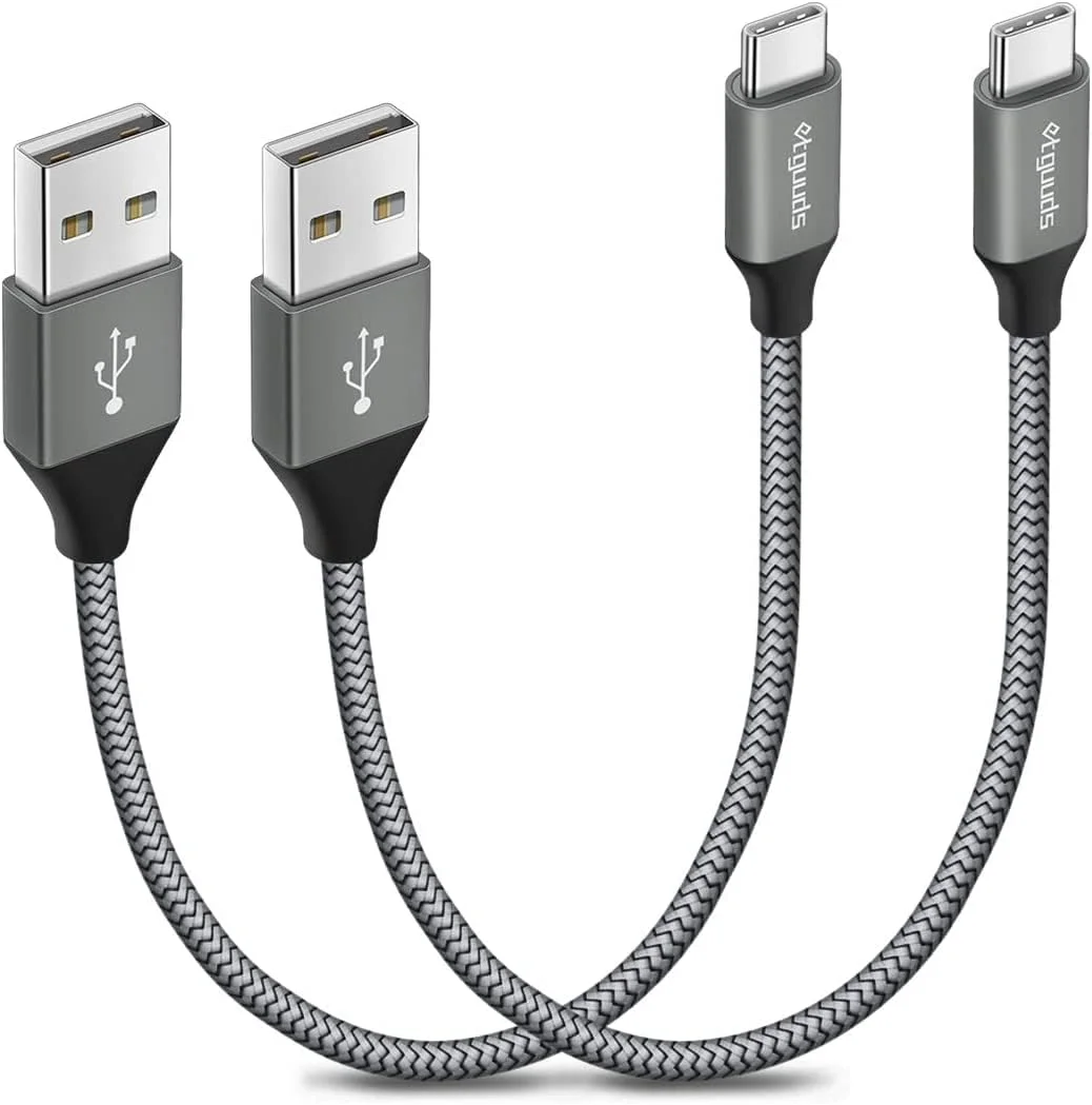 کابل USB به USB-C اِتگودز، 30 سانتی‌متری، بسته‌ 2 عددی، کابل شارژ سریع USB A به Type C برای Samsung Galaxy A15 A25 A35 A55 A54, S24 S23 S22 S21 S20 S10 S10E, Note 20 10, Moto G, برای iPhone 16 15