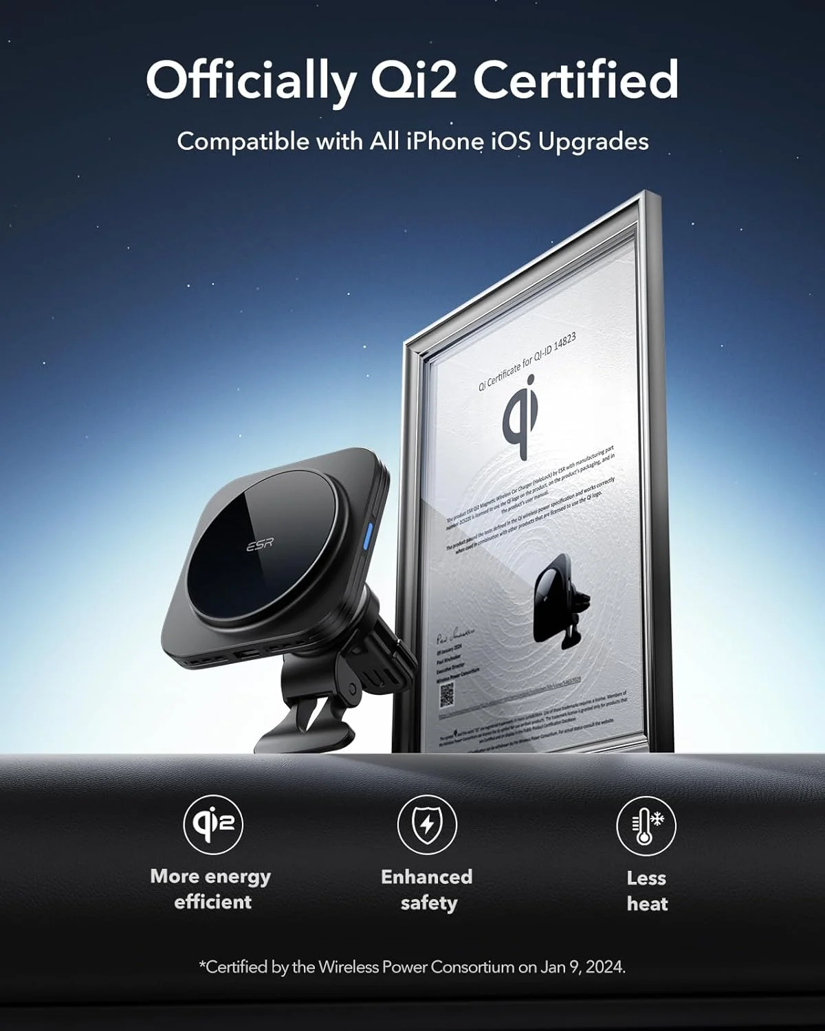 پایه نگهدارنده شارژر بیسیم ۱۵ واتی Qi2 MagSafe خودرو ESR، پایه نگهدارنده مغناطیسی گوشی بیسیم دریچه هوا/داشبورد برای آیفون ۱۷/۱۶ گوگل پیکسل ۱۰/S25، شارژ سریع، مشکی پایه نگهدارنده شارژر بیسیم ۱۵ واتی Qi2 MagSafe خودرو ESR، پایه نگهدارنده مغناطیسی گوشی بیسیم دریچه هوا/داشبورد برای آیفون ۱۷/۱۶ گوگل پیکسل ۱۰/S25، شارژ سریع، مشکی